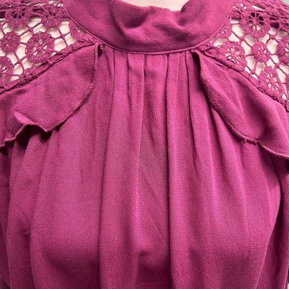 NWT Free People Little Bit Of Love pink Crochet Lace Open Shoulder Blouse Size S - Picture 5 of 10